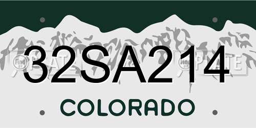 32SA214 Colorado License Plate