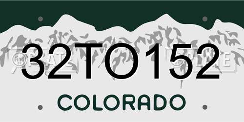 32TO152 Colorado License Plate