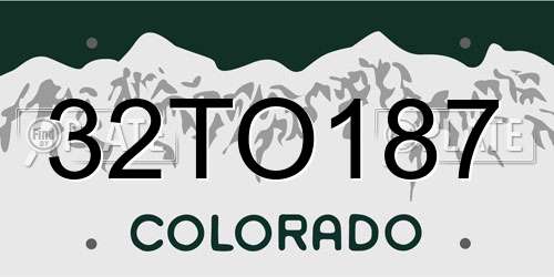 32TO187 Colorado License Plate
