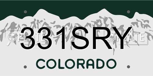 331SRY Colorado License Plate