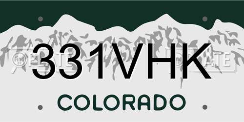 331VHK Colorado License Plate