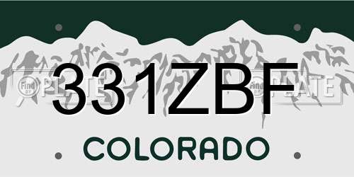 331ZBF Colorado License Plate