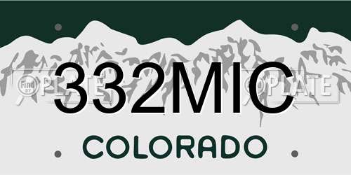 332MIC Colorado License Plate