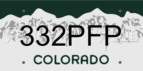 332PFP Colorado License Plate