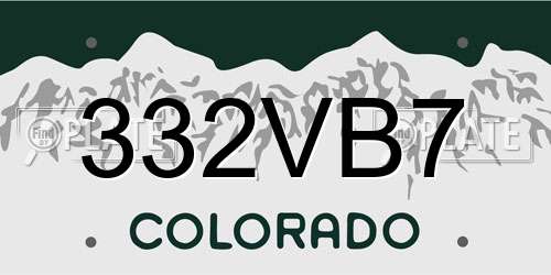 332VB7 Colorado License Plate
