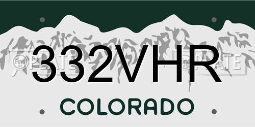 332VHR Colorado License Plate