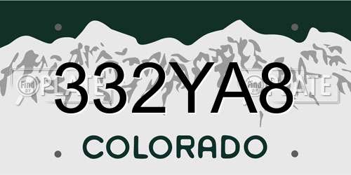 332YA8 Colorado License Plate