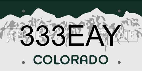 333EAY Colorado License Plate
