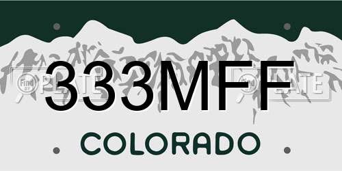 333MFF Colorado License Plate