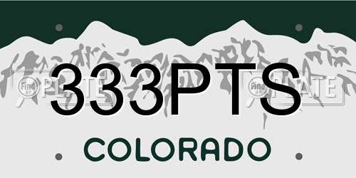 333PTS Colorado License Plate