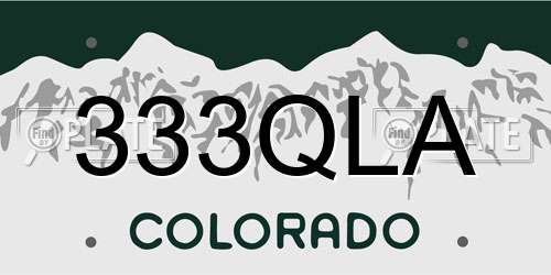 333QLA Colorado License Plate