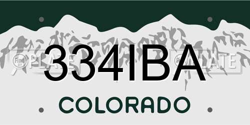 334IBA Colorado License Plate