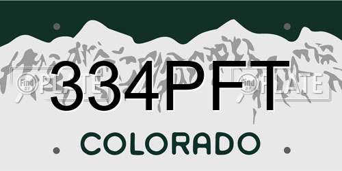 334PFT Colorado License Plate