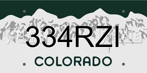 334RZI Colorado License Plate