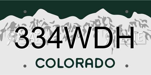 334WDH Colorado License Plate