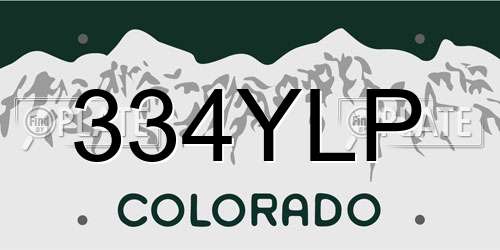334YLP Colorado License Plate