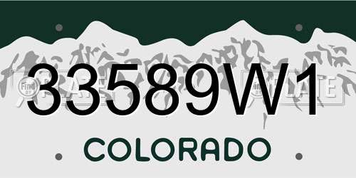 33589W1 Colorado License Plate