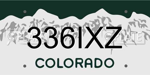 336IXZ Colorado License Plate