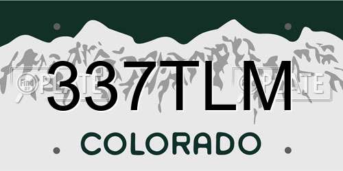 337TLM Colorado License Plate