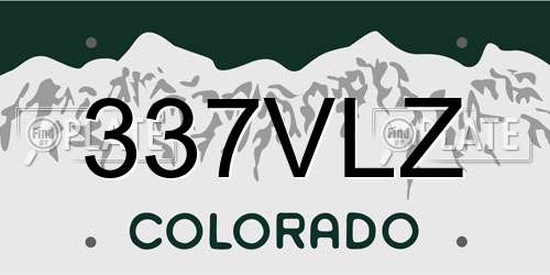 337VLZ Colorado License Plate