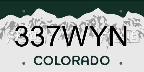 337WYN Colorado License Plate