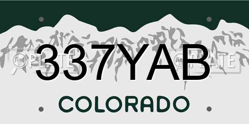 337YAB Colorado License Plate