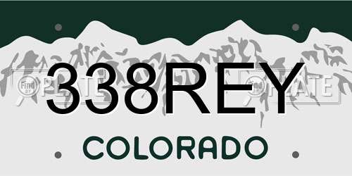 338REY Colorado License Plate