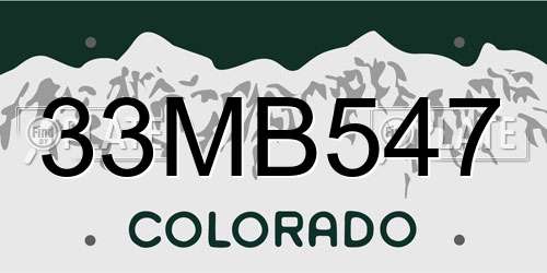 33MB547 Colorado License Plate