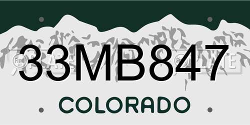 33MB847 Colorado License Plate