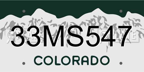 33MS547 Colorado License Plate