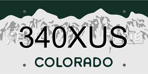 340XUS Colorado License Plate