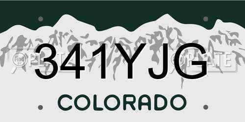 341YJG Colorado License Plate