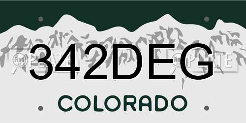 342DEG Colorado License Plate