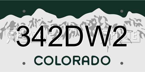342DW2 Colorado License Plate