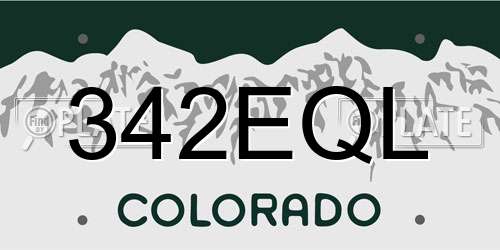 342EQL Colorado License Plate