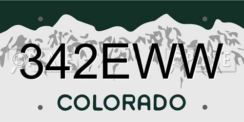 342EWW Colorado License Plate