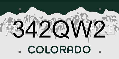 342QW2 Colorado License Plate