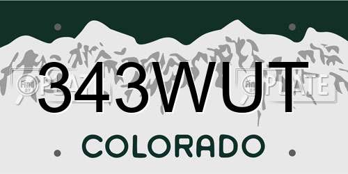 343WUT Colorado License Plate