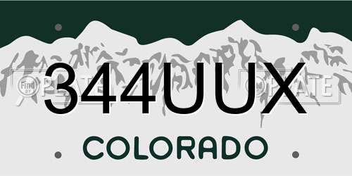 344UUX Colorado License Plate