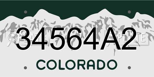 34564A2 Colorado License Plate