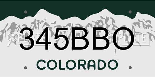345BBO Colorado License Plate