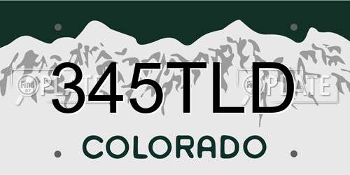 345TLD Colorado License Plate