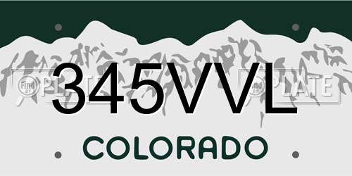 345VVL Colorado License Plate