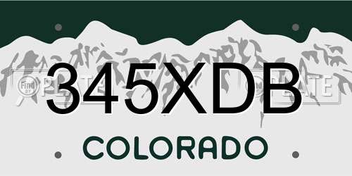 345XDB Colorado License Plate