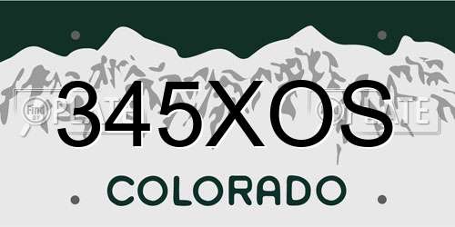 345XOS Colorado License Plate