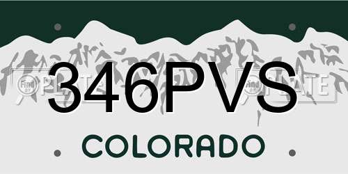 346PVS Colorado License Plate