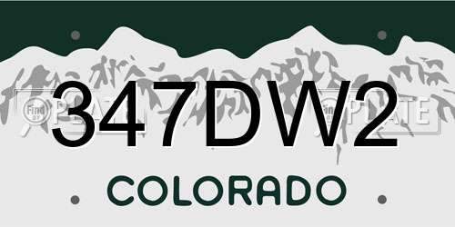 347DW2 Colorado License Plate