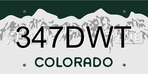 347DWT Colorado License Plate