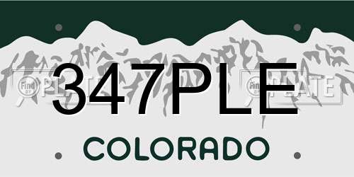 347PLE Colorado License Plate