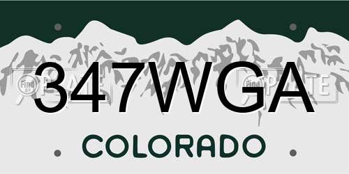 347WGA Colorado License Plate